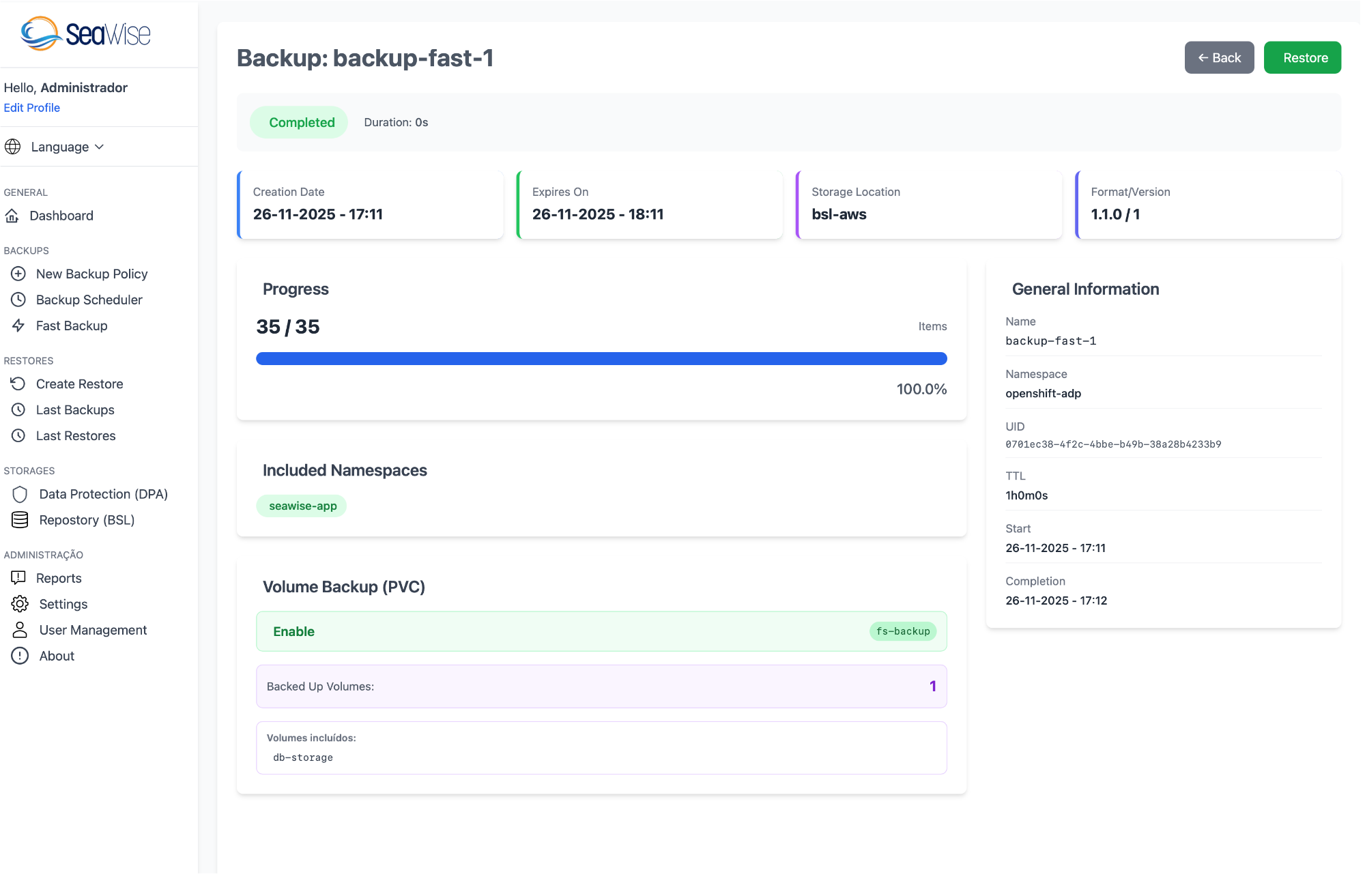 Backup Details