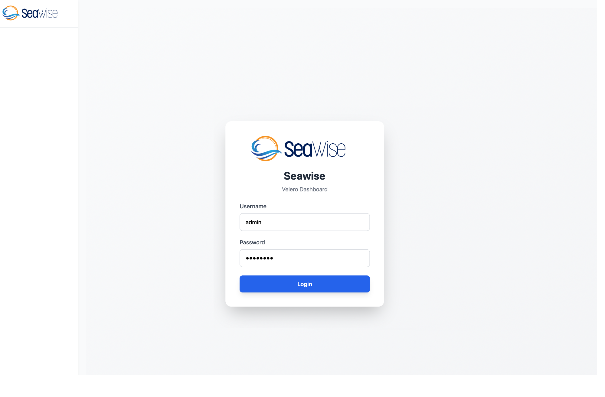 Seawise Login Screen